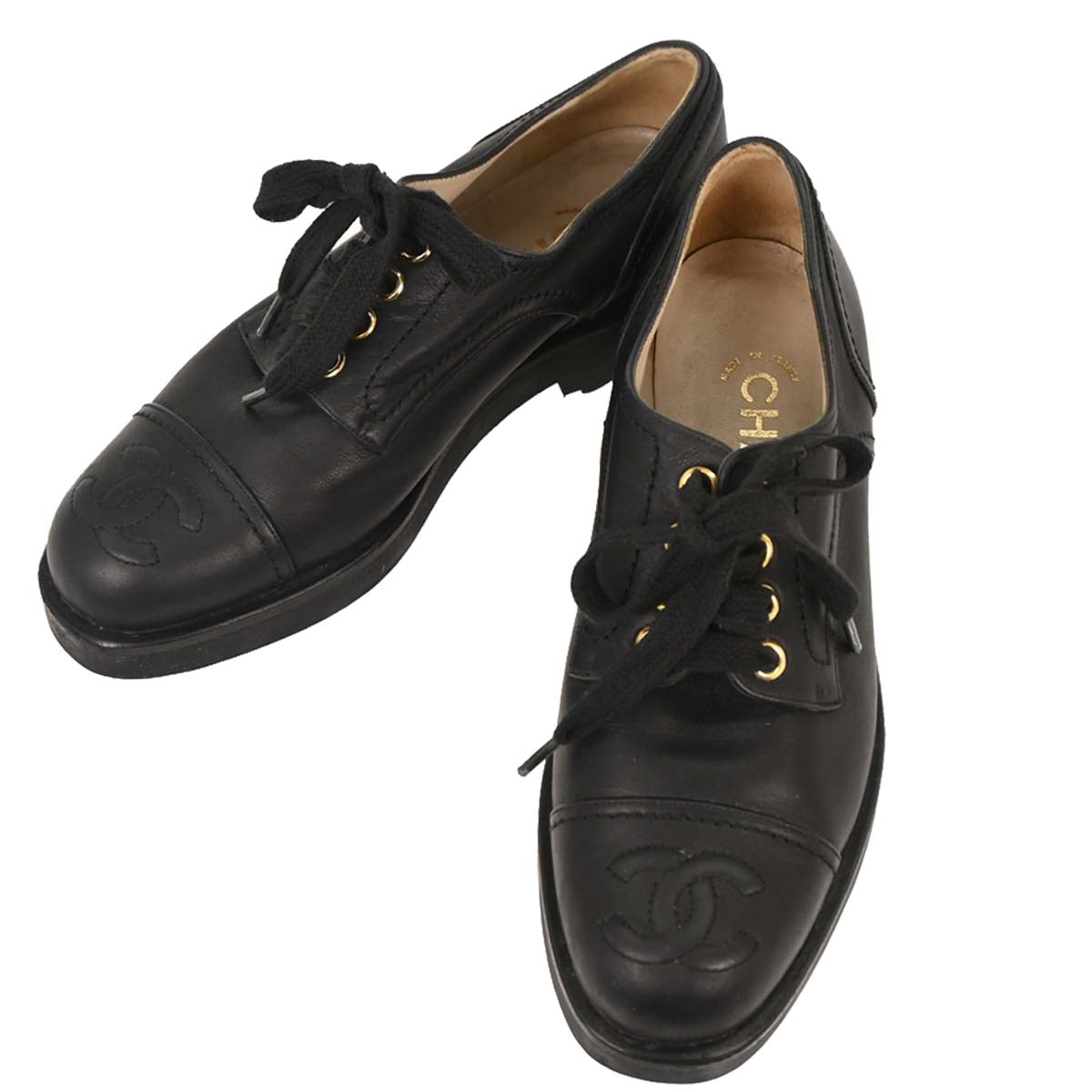 Chanel * Black Leather Shoes #35