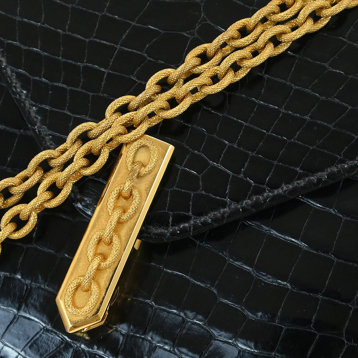 Hermes * Black Porosus Alcazar Shoulder Bag