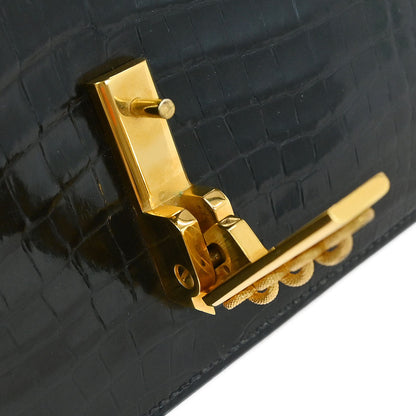 Hermes * Black Porosus Alcazar Shoulder Bag