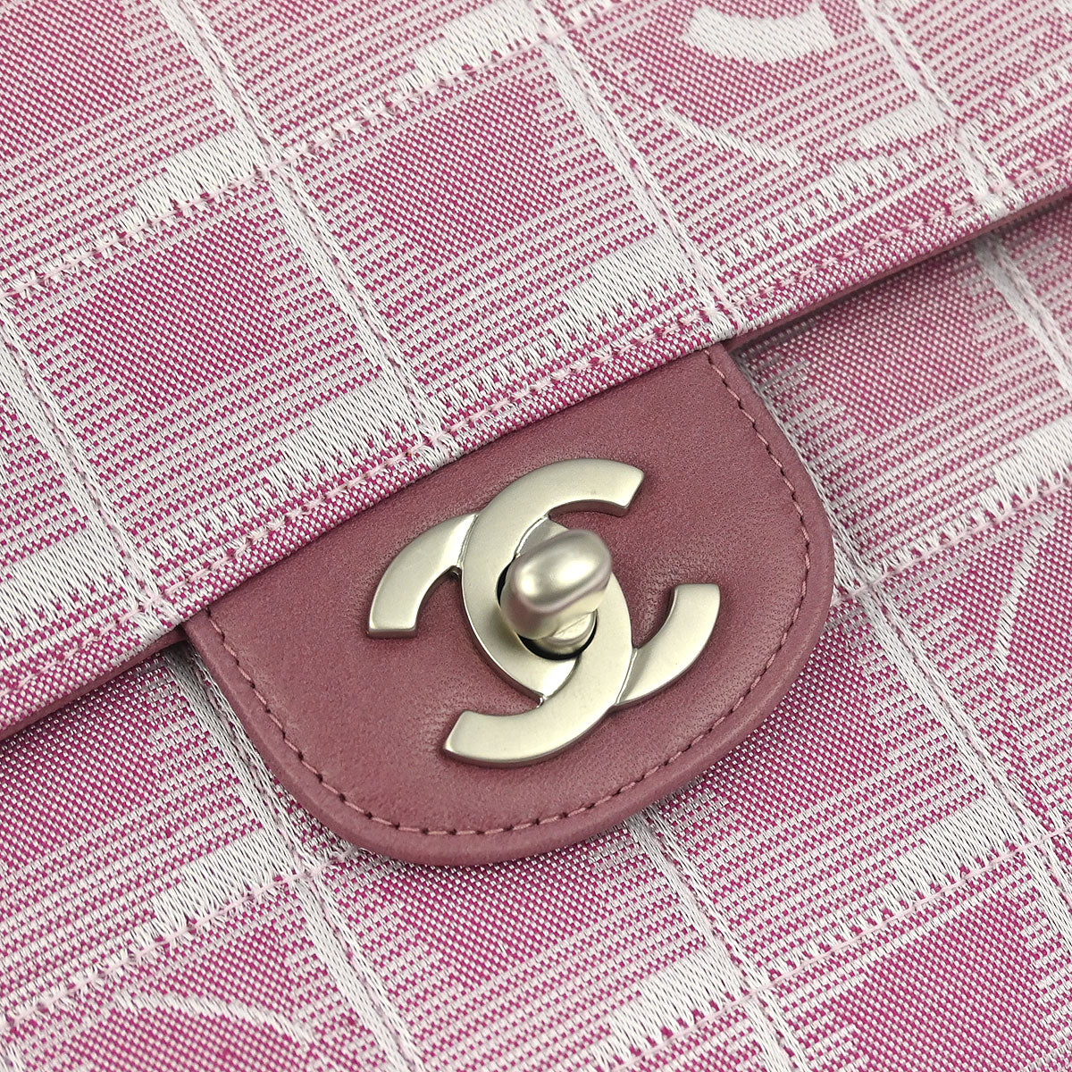 Chanel Pink Nylon Jacquard Travel Line Single Flap Shoulder Bag