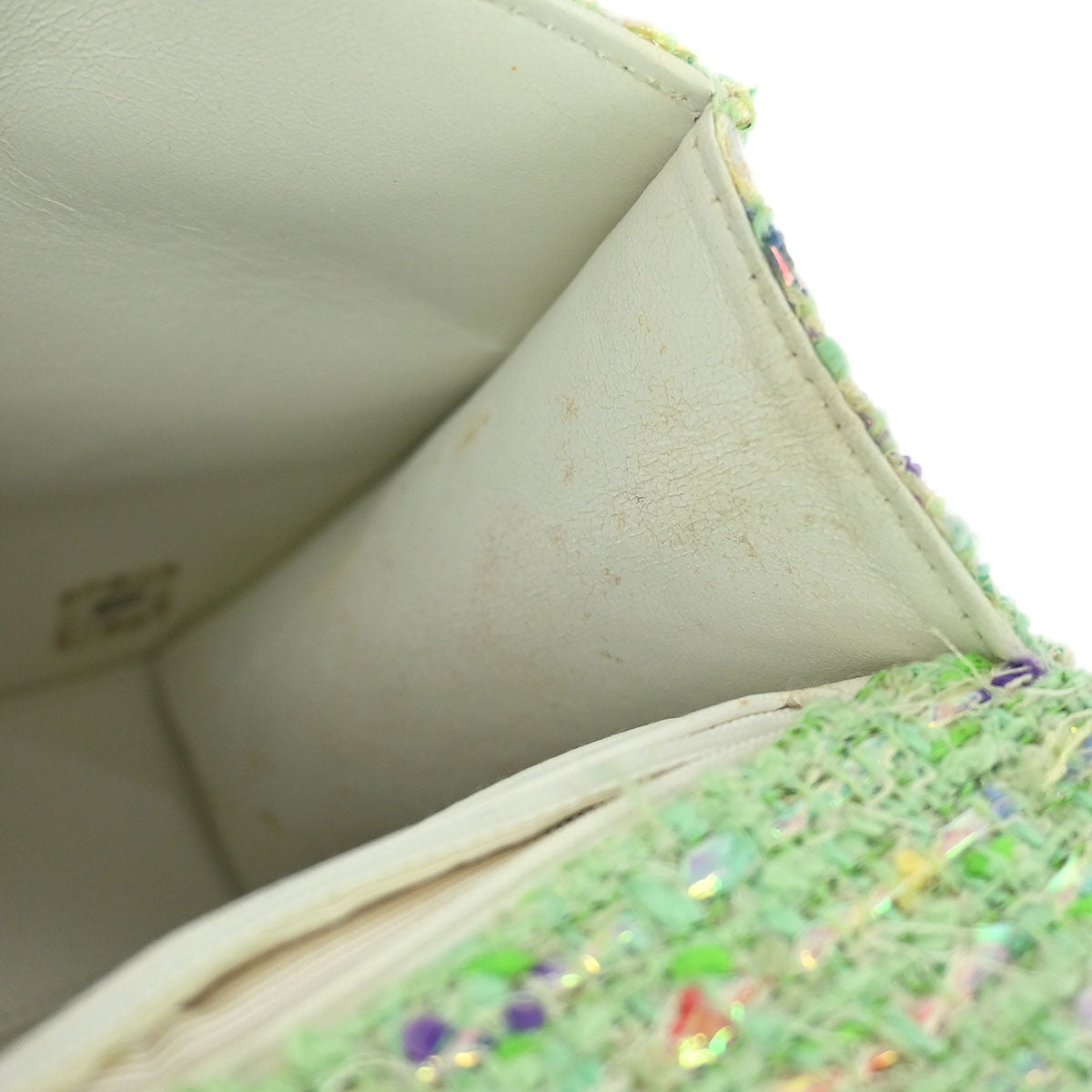 Chanel 1996-1997 Green Tweed Chain Handbag