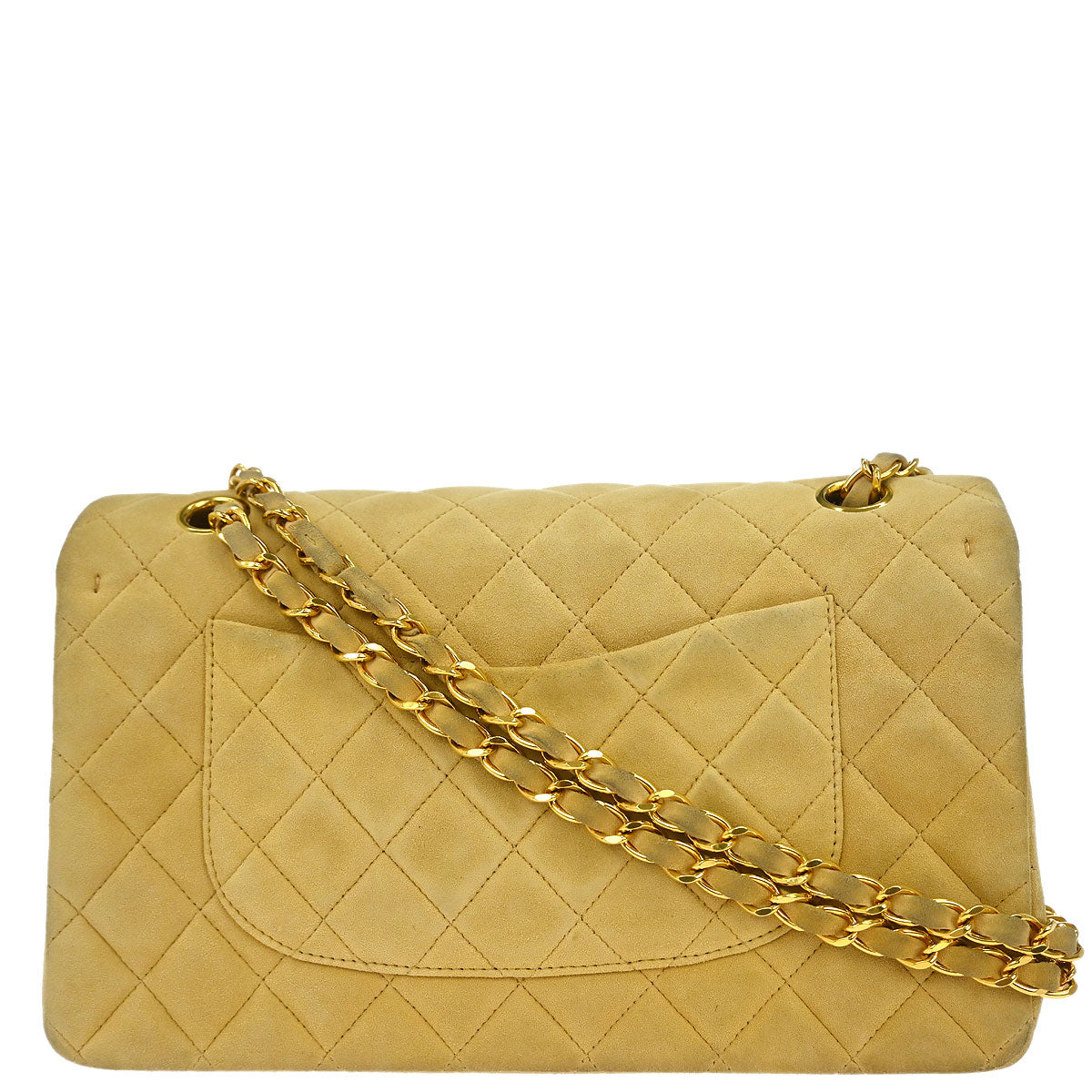 Chanel 1991-1994 Beige Suede Medium Classic Double Flap Shoulder Bag