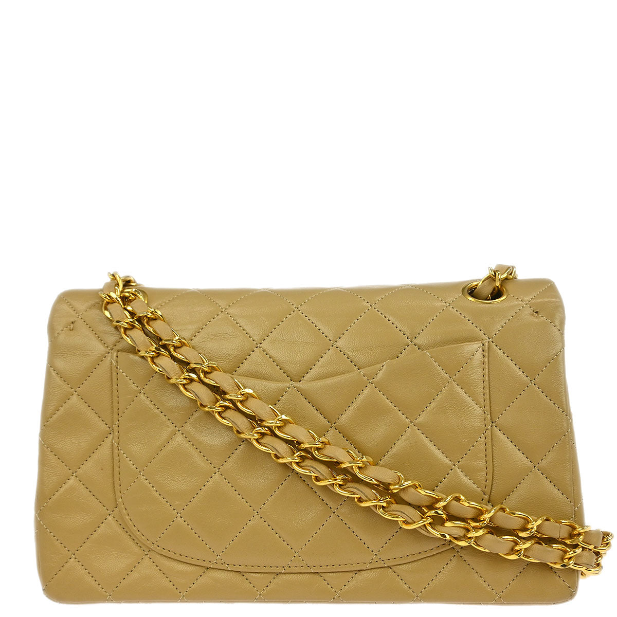Chanel Beige Lambskin Small Classic Double Flap Shoulder Bag