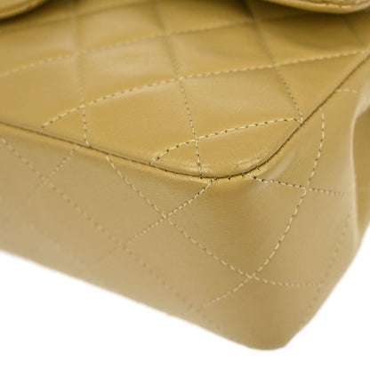 Chanel Beige Lambskin Small Classic Double Flap Shoulder Bag