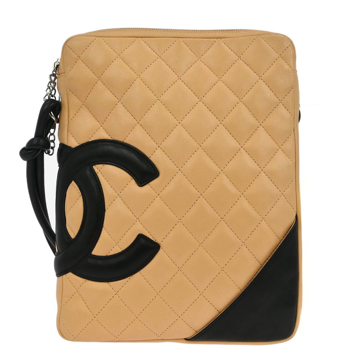 Chanel Beige Black Calfskin Cambon Ligne Crossbody Bag