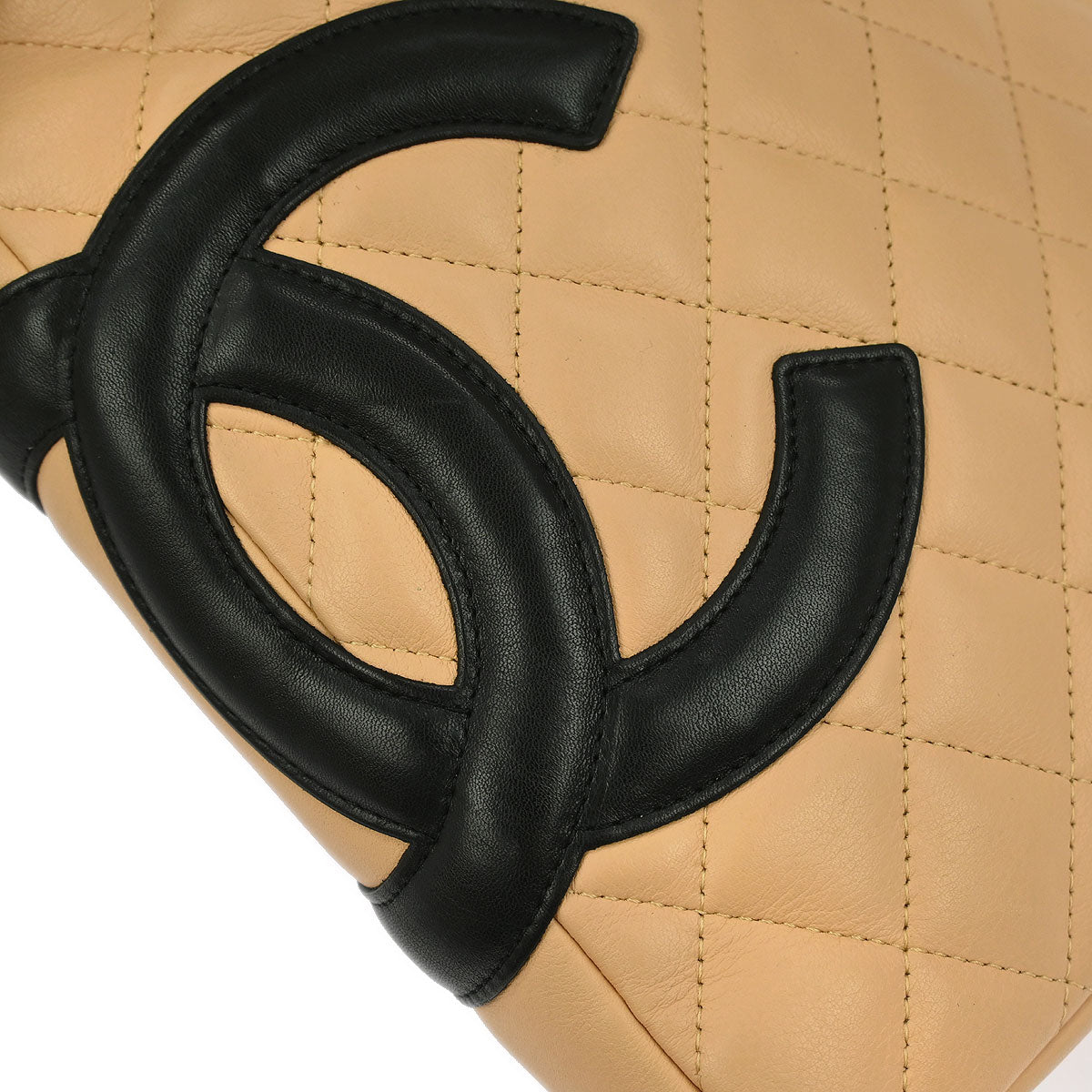 Chanel Beige Black Calfskin Cambon Ligne Crossbody Bag