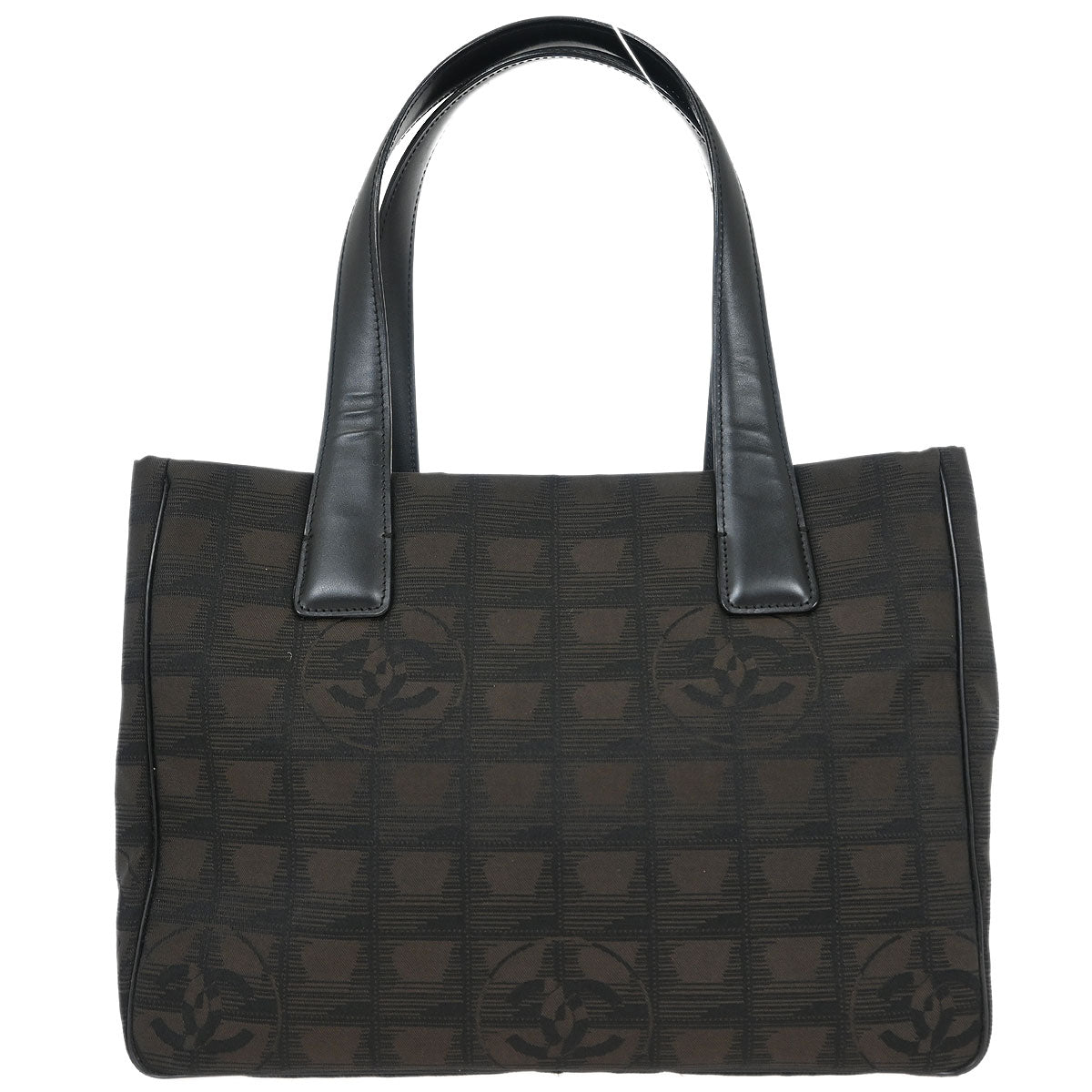 Chanel 2005-2006 Brown Black Jacquard Nylon Travel Line Tote Bag