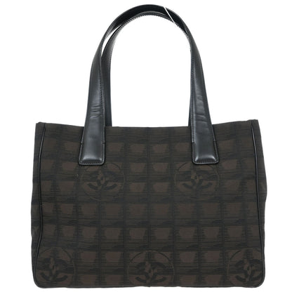 Chanel 2005-2006 Brown Black Jacquard Nylon Travel Line Tote Bag