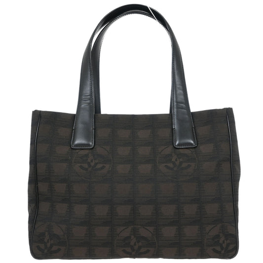 Chanel 2005-2006 Brown Black Jacquard Nylon Travel Line Tote Bag