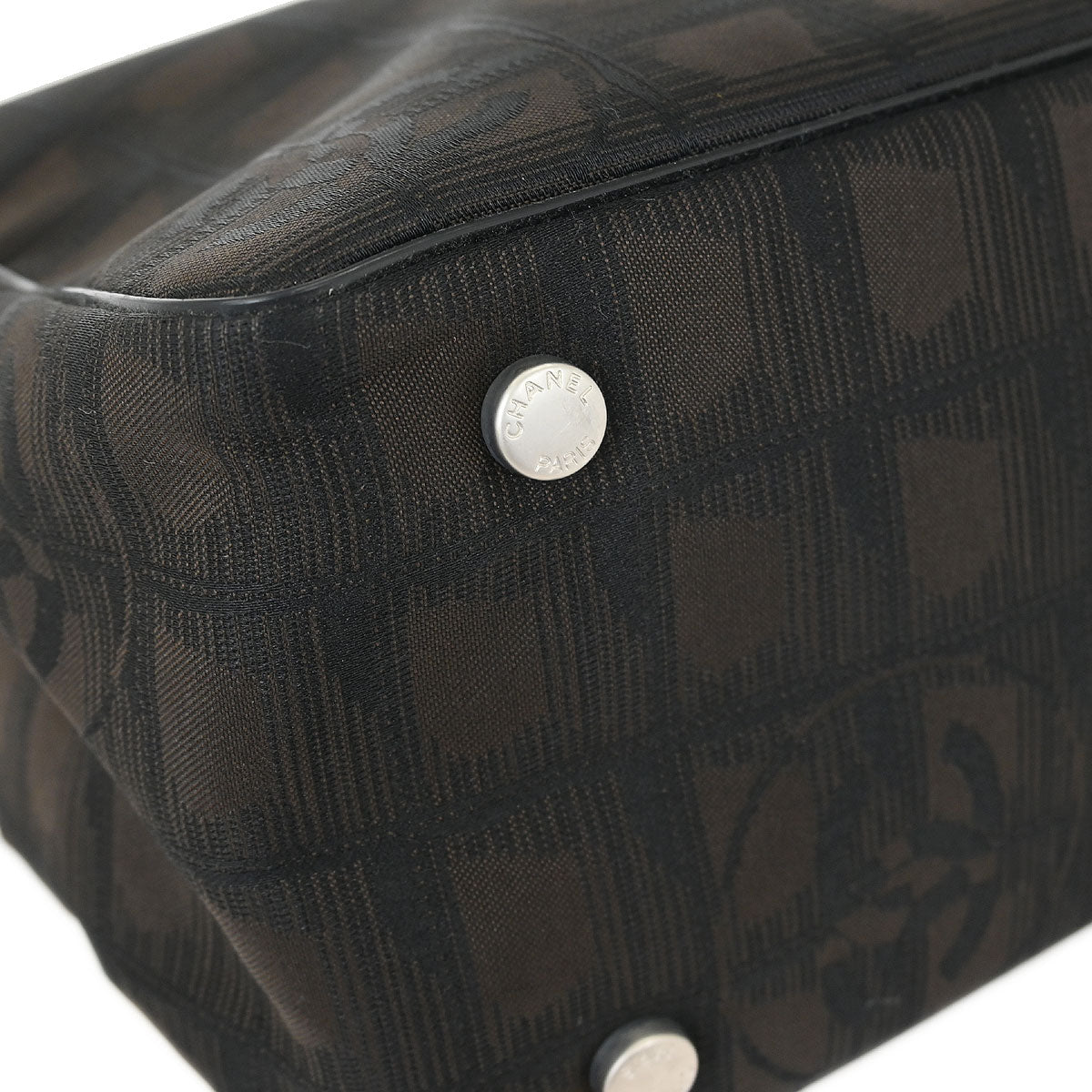 Chanel 2005-2006 Brown Black Jacquard Nylon Travel Line Tote Bag