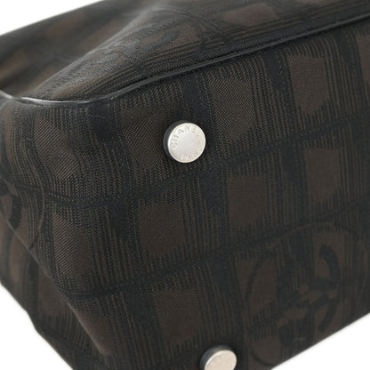 Chanel 2005-2006 Brown Black Jacquard Nylon Travel Line Tote Bag