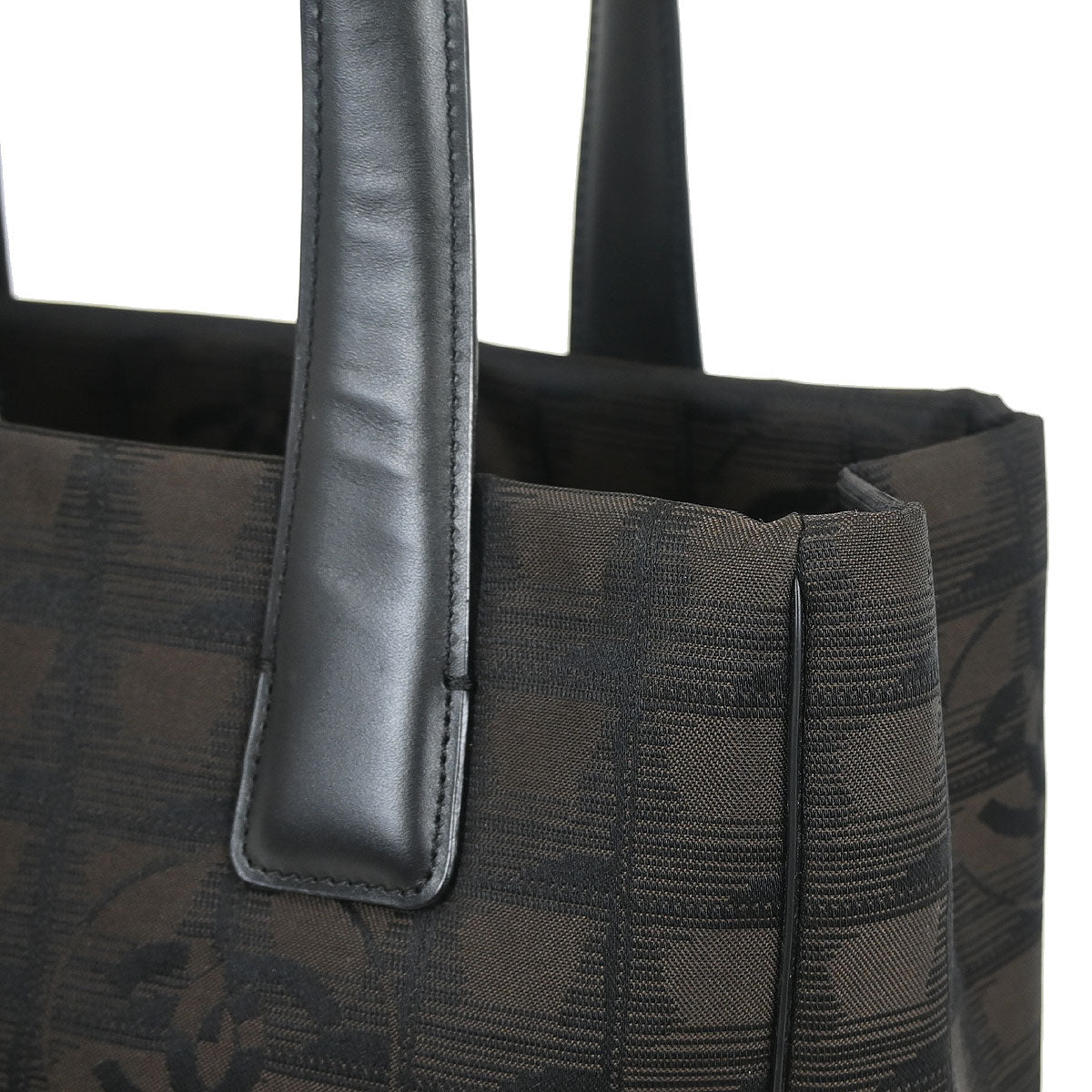 Chanel 2005-2006 Brown Black Jacquard Nylon Travel Line Tote Bag