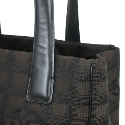 Chanel 2005-2006 Brown Black Jacquard Nylon Travel Line Tote Bag