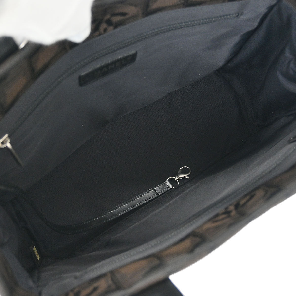 Chanel 2005-2006 Brown Black Jacquard Nylon Travel Line Tote Bag