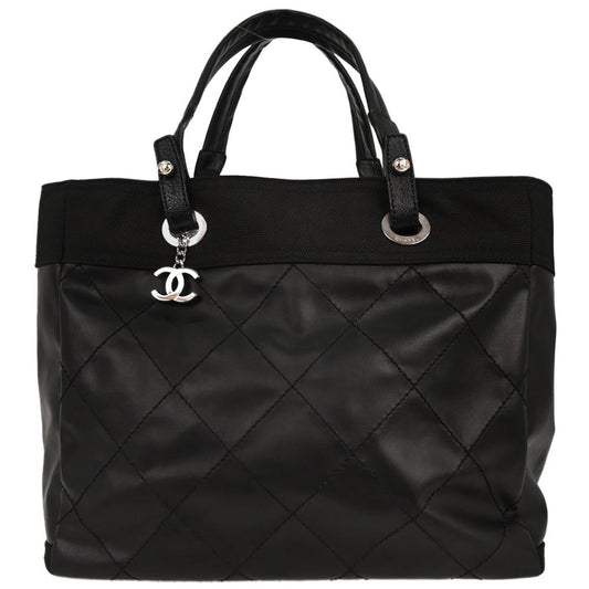 Chanel Black Leather Paris-Biarritz GM Tote Handbag