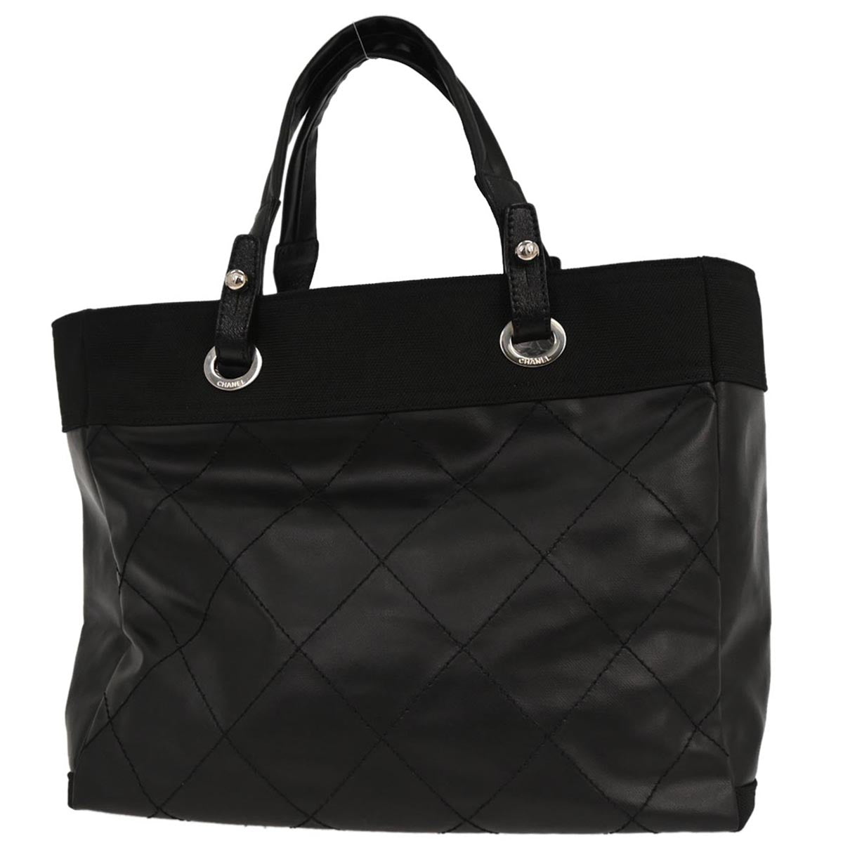 Chanel Black Leather Paris-Biarritz GM Tote Handbag