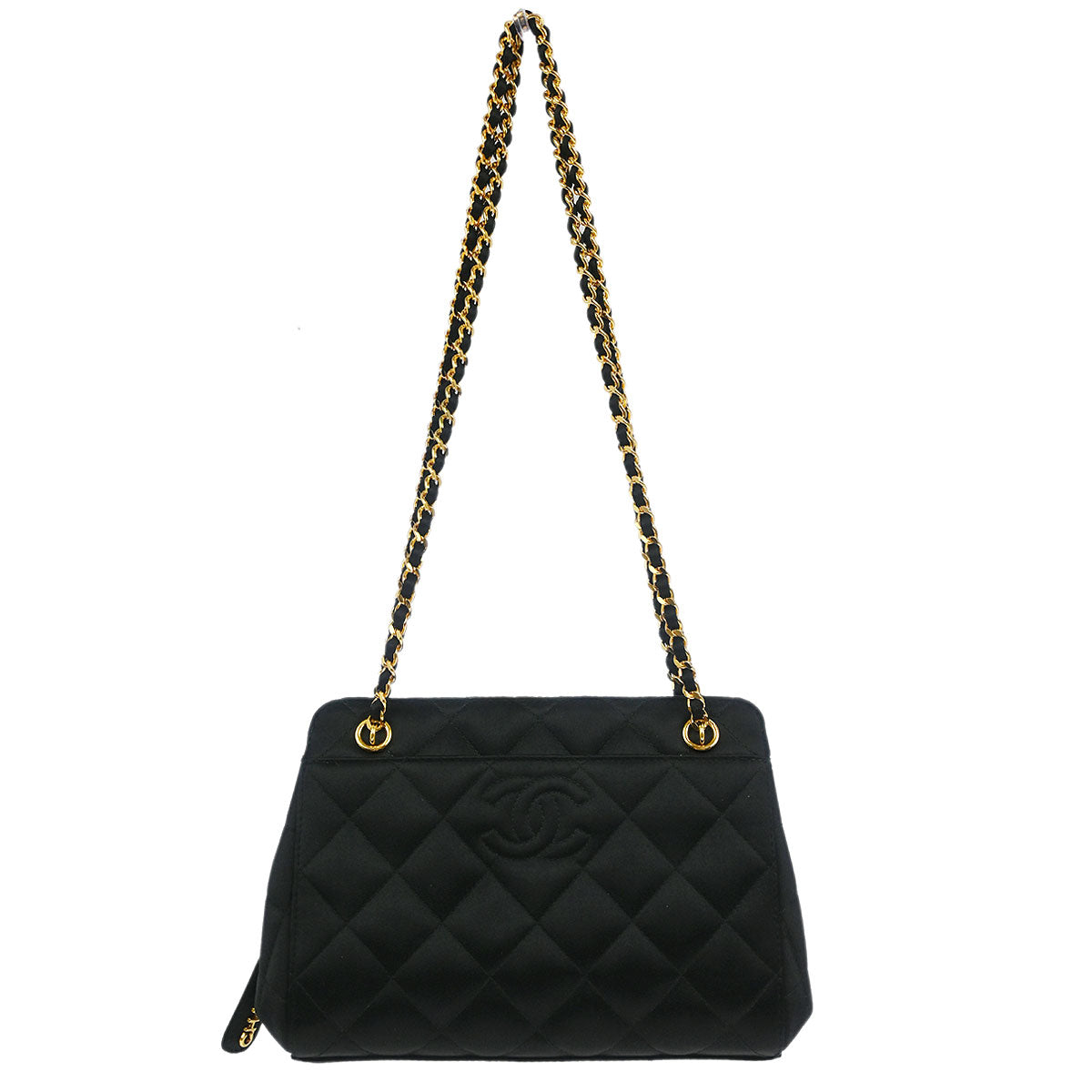Chanel 1996-1997 Black Satin Shoulder Bag