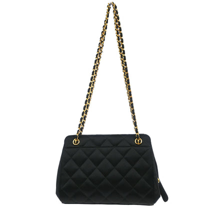 Chanel 1996-1997 Black Satin Shoulder Bag