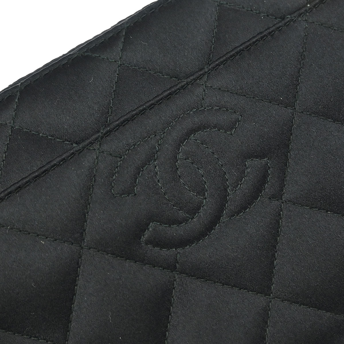 Chanel 1996-1997 Black Satin Shoulder Bag
