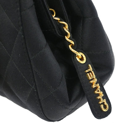 Chanel 1996-1997 Black Satin Shoulder Bag