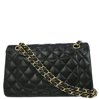 Chanel 2005-2006 Black Lambskin Small Classic Double Flap Shoulder Bag