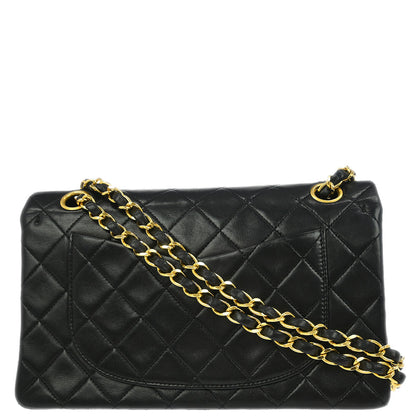 Chanel 1989-1991 Black Lambskin Small Classic Double Flap Shoulder Bag