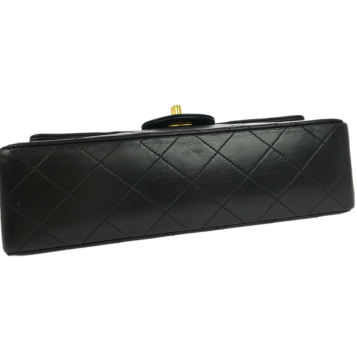 Chanel 1989-1991 Black Lambskin Small Classic Double Flap Shoulder Bag