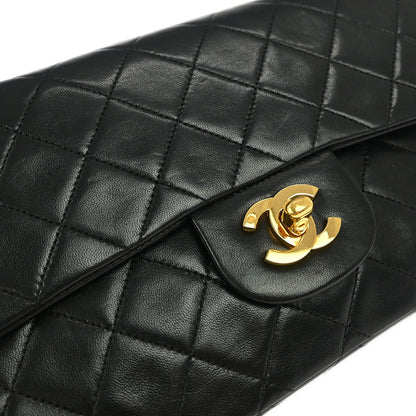 Chanel 1989-1991 Black Lambskin Small Classic Double Flap Shoulder Bag