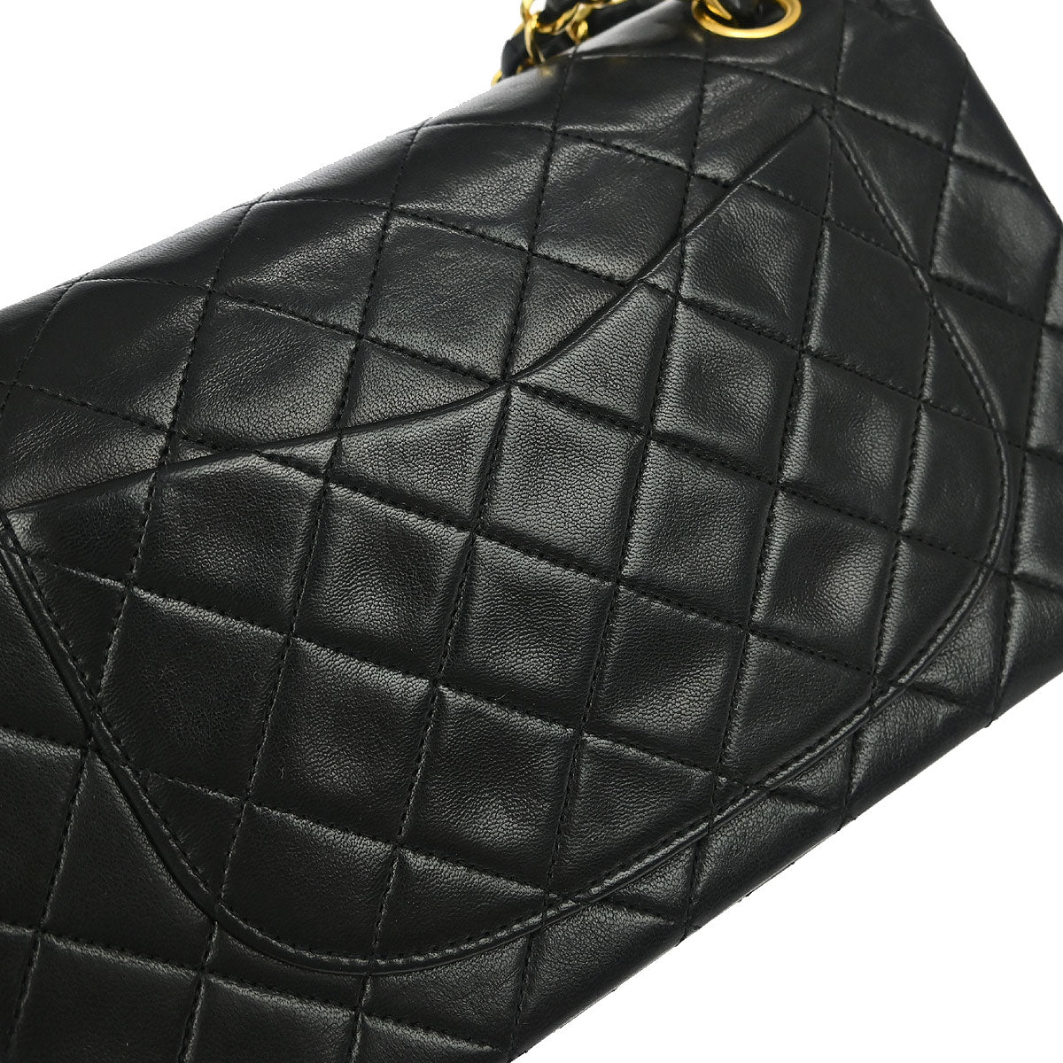 Chanel 1989-1991 Black Lambskin Small Classic Double Flap Shoulder Bag