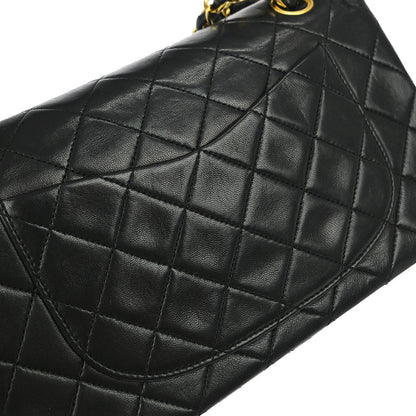 Chanel 1989-1991 Black Lambskin Small Classic Double Flap Shoulder Bag