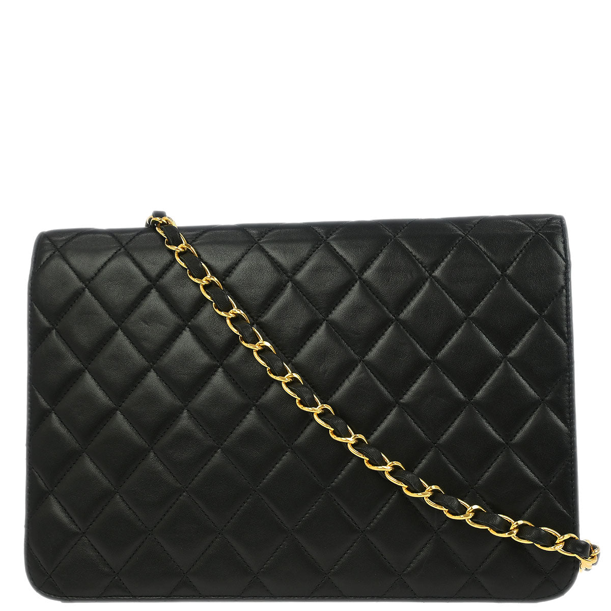 Chanel Black Lambskin Turnlock Medium Half Flap Shoulder Bag