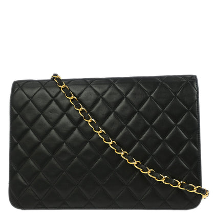 Chanel Black Lambskin Turnlock Medium Half Flap Shoulder Bag