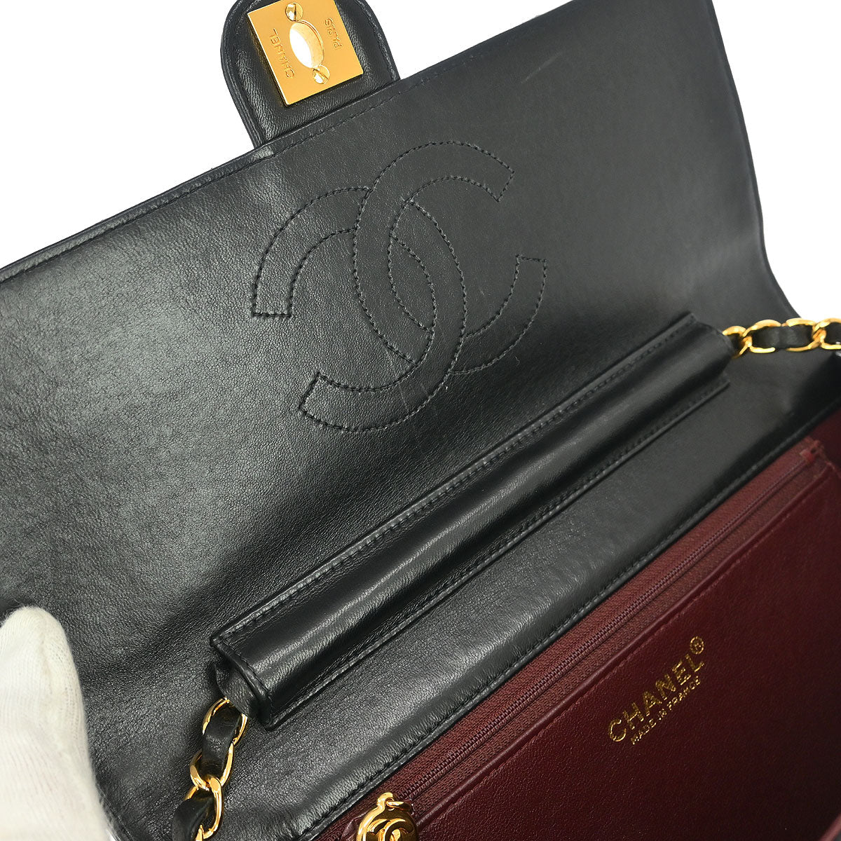 Chanel Black Lambskin Turnlock Medium Half Flap Shoulder Bag