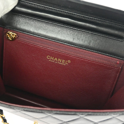 Chanel Black Lambskin Turnlock Medium Half Flap Shoulder Bag