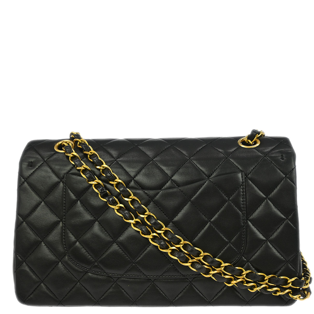 Chanel 1994-1996 Black Lambskin Medium Classic Double Flap Shoulder Bag