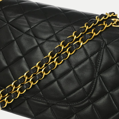Chanel 1994-1996 Black Lambskin Medium Classic Double Flap Shoulder Bag