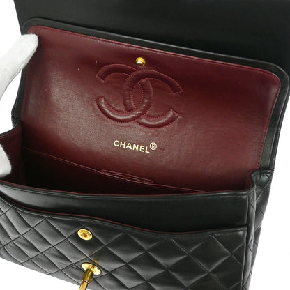 Chanel 1994-1996 Black Lambskin Medium Classic Double Flap Shoulder Bag