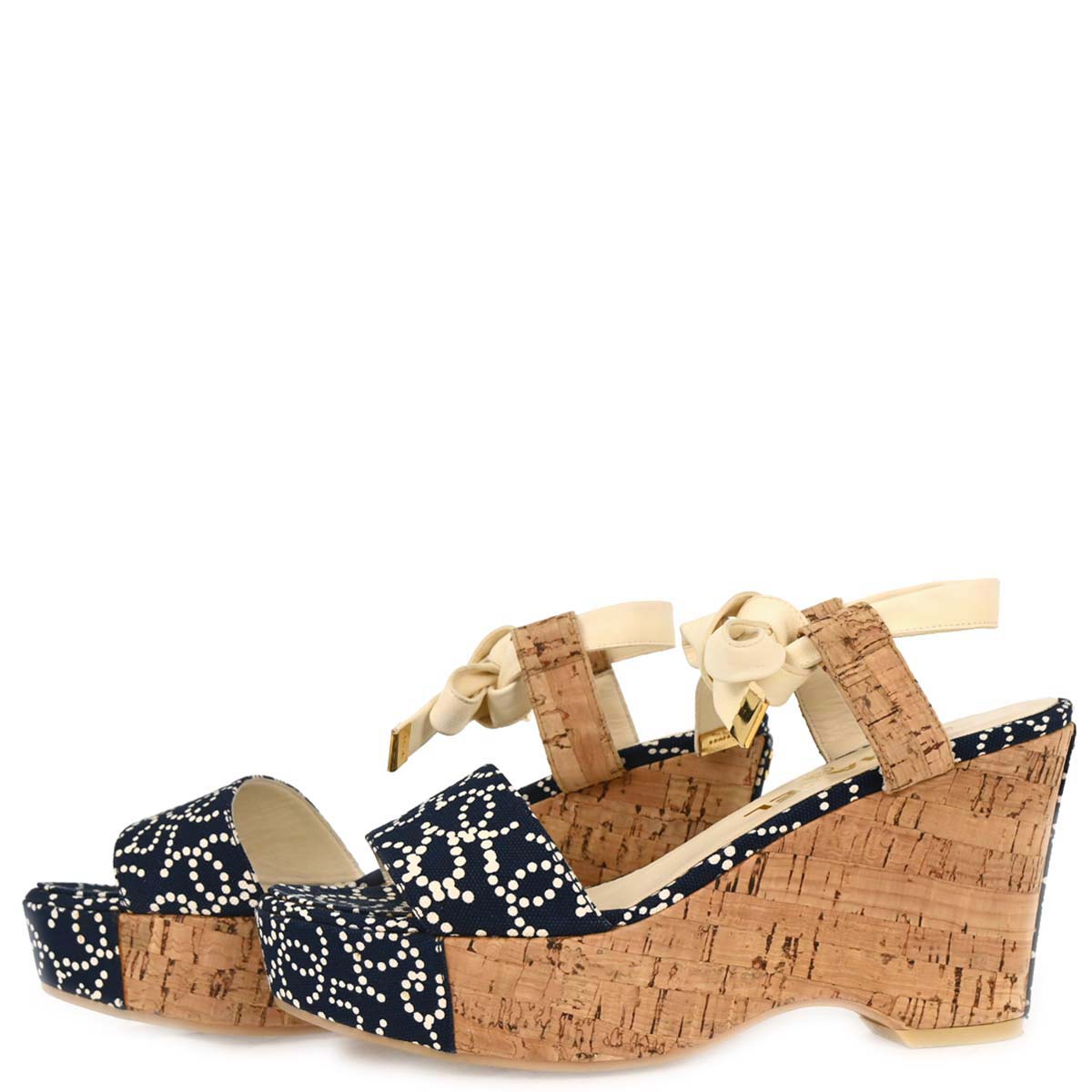 Chanel * Navy Sandals Shoes #38