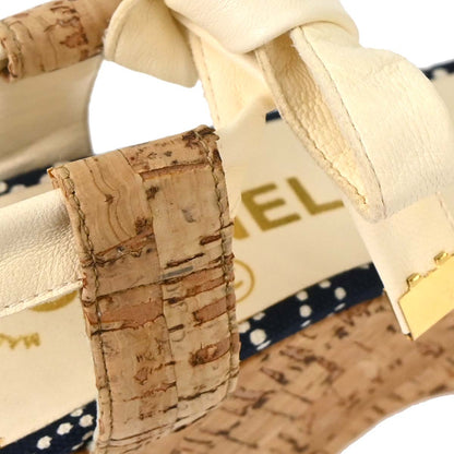 Chanel * Navy Sandals Shoes #38