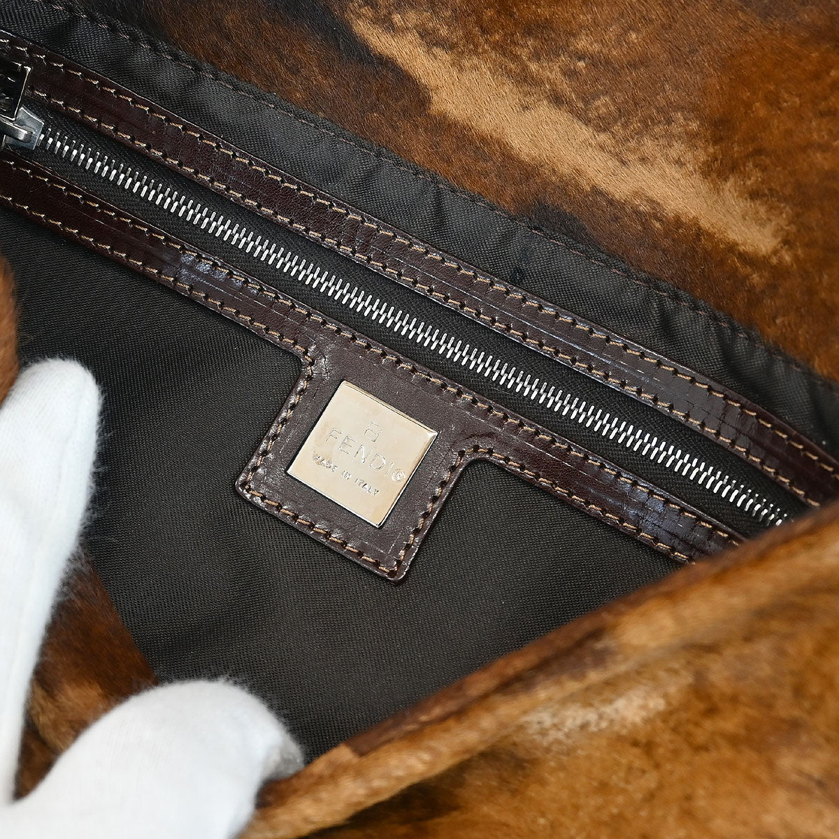 Fendi * Brown Pony Hair Baguette Handbag