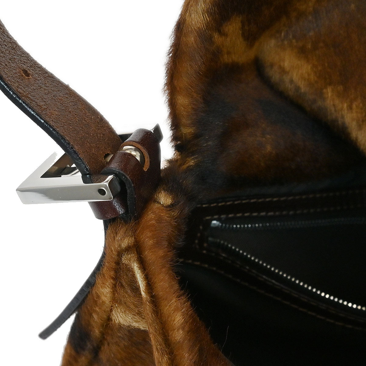 Fendi * Brown Pony Hair Baguette Handbag