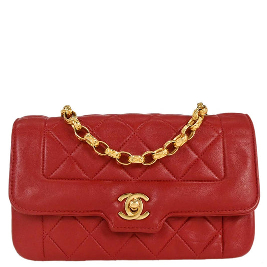 Chanel Red Lambskin Shoulder Bag