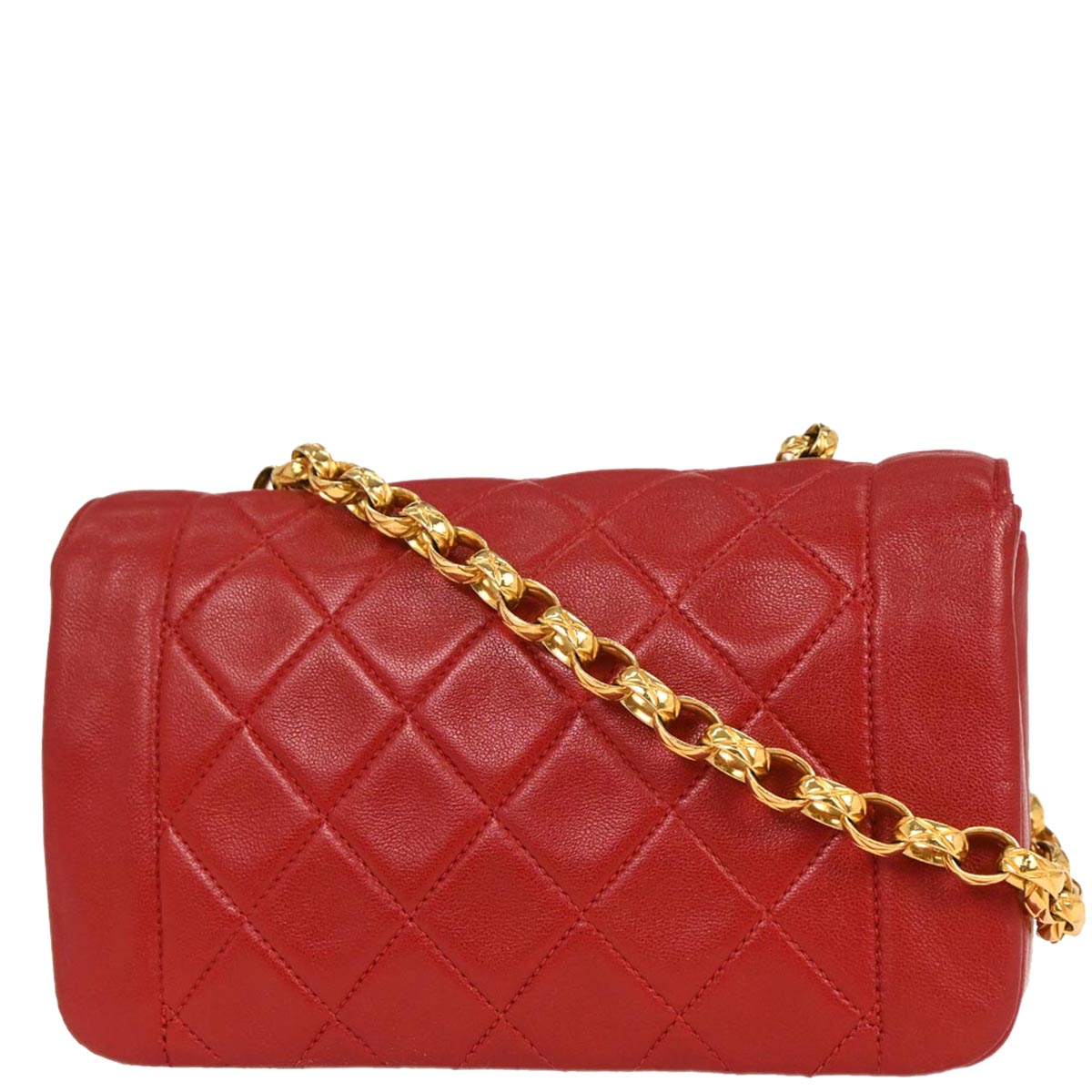 Chanel Red Lambskin Shoulder Bag