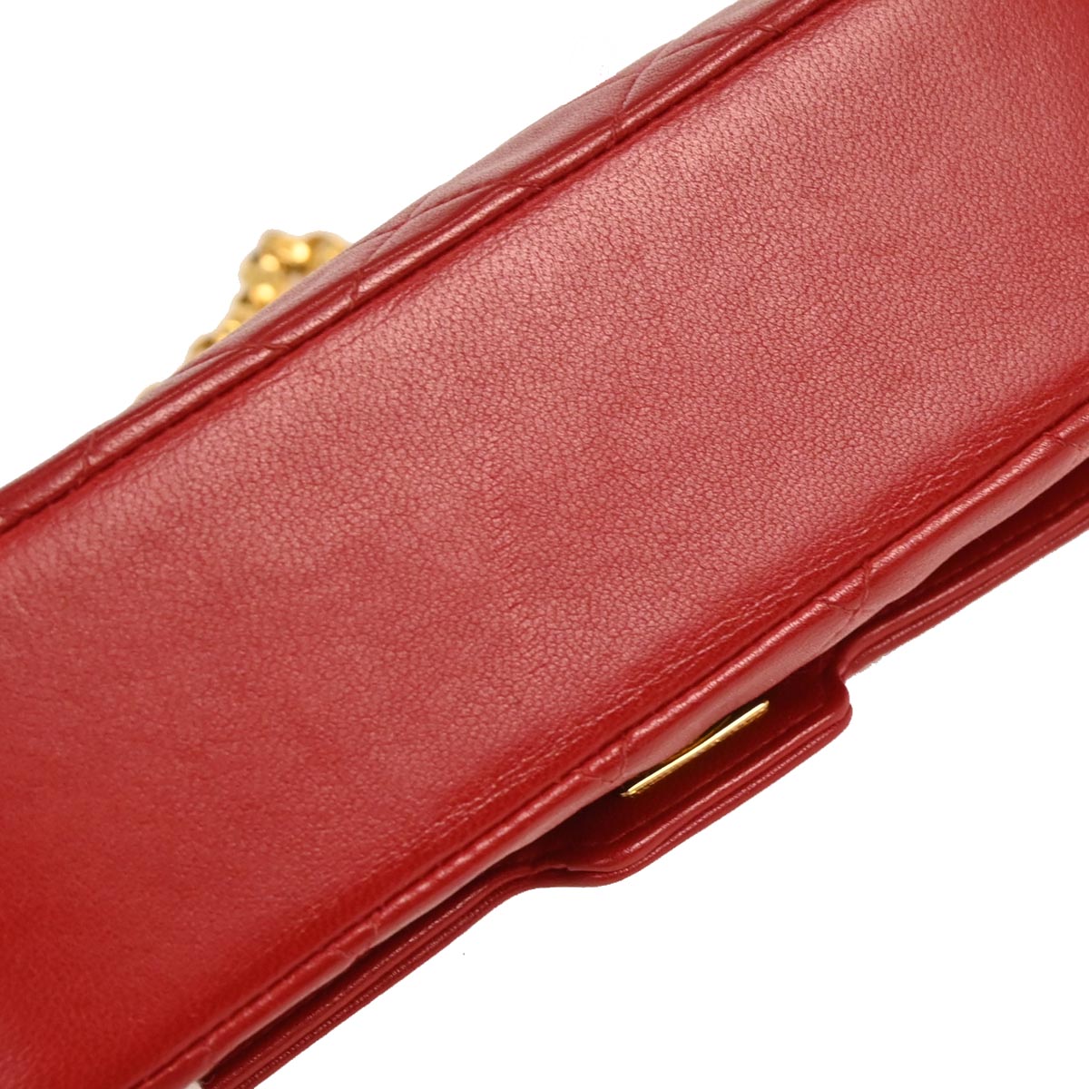 Chanel Red Lambskin Shoulder Bag