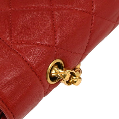 Chanel Red Lambskin Shoulder Bag