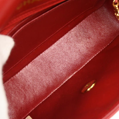 Chanel Red Lambskin Shoulder Bag