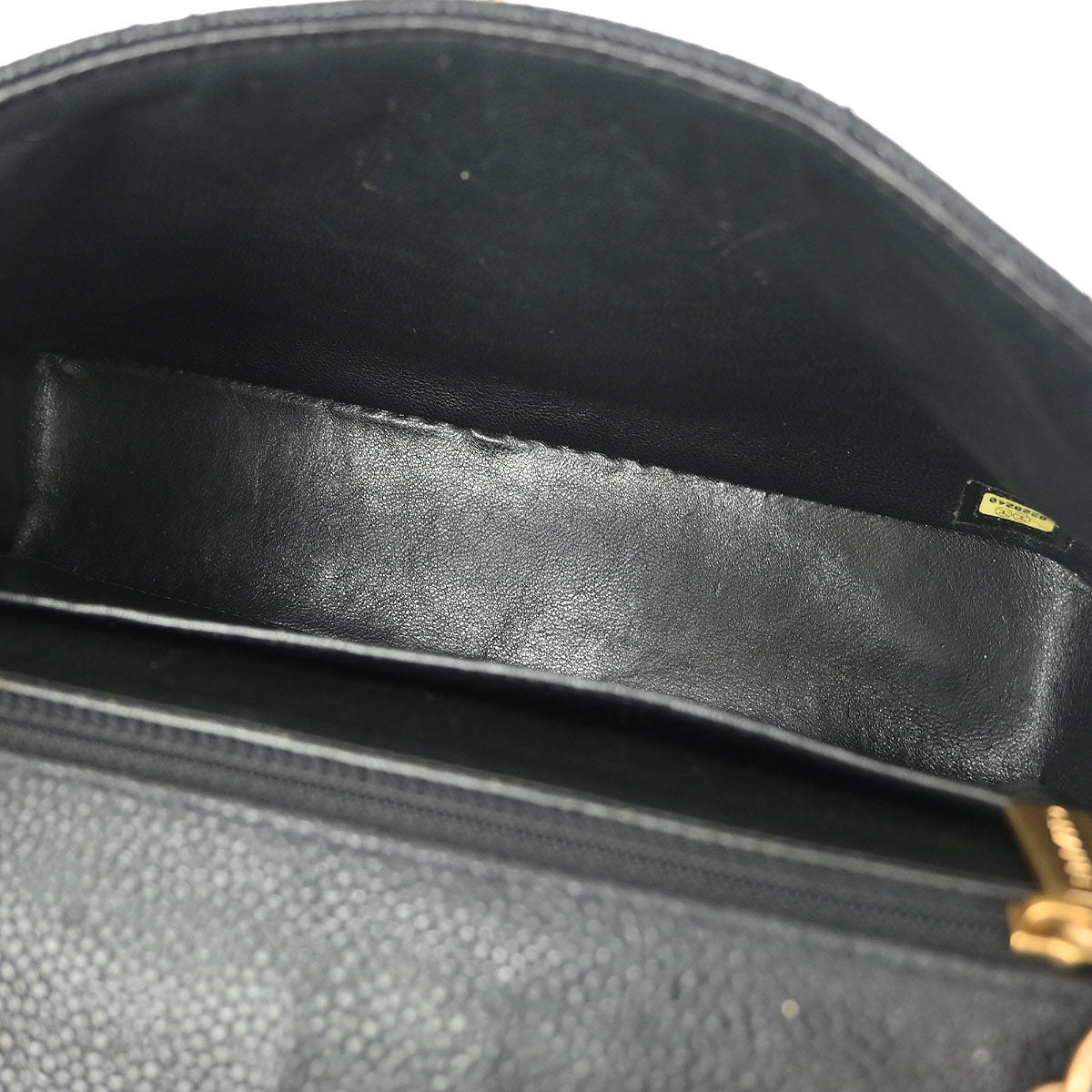 Chanel Black Caviar Wood Straight Flap Shoulder Bag