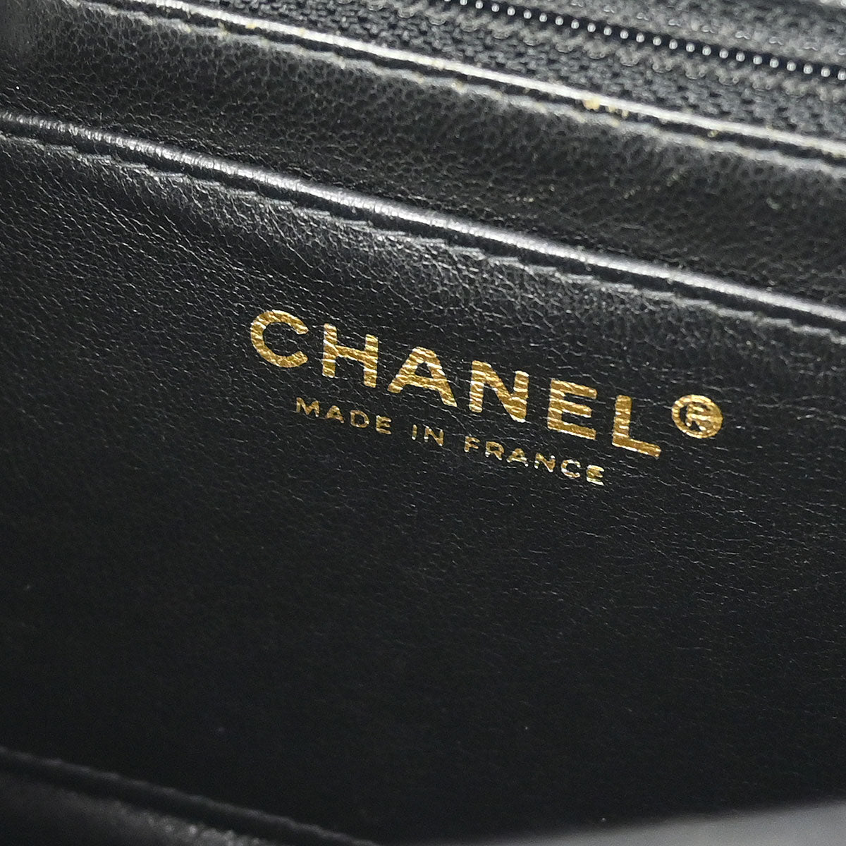 Chanel Black Caviar Wood Straight Flap Shoulder Bag