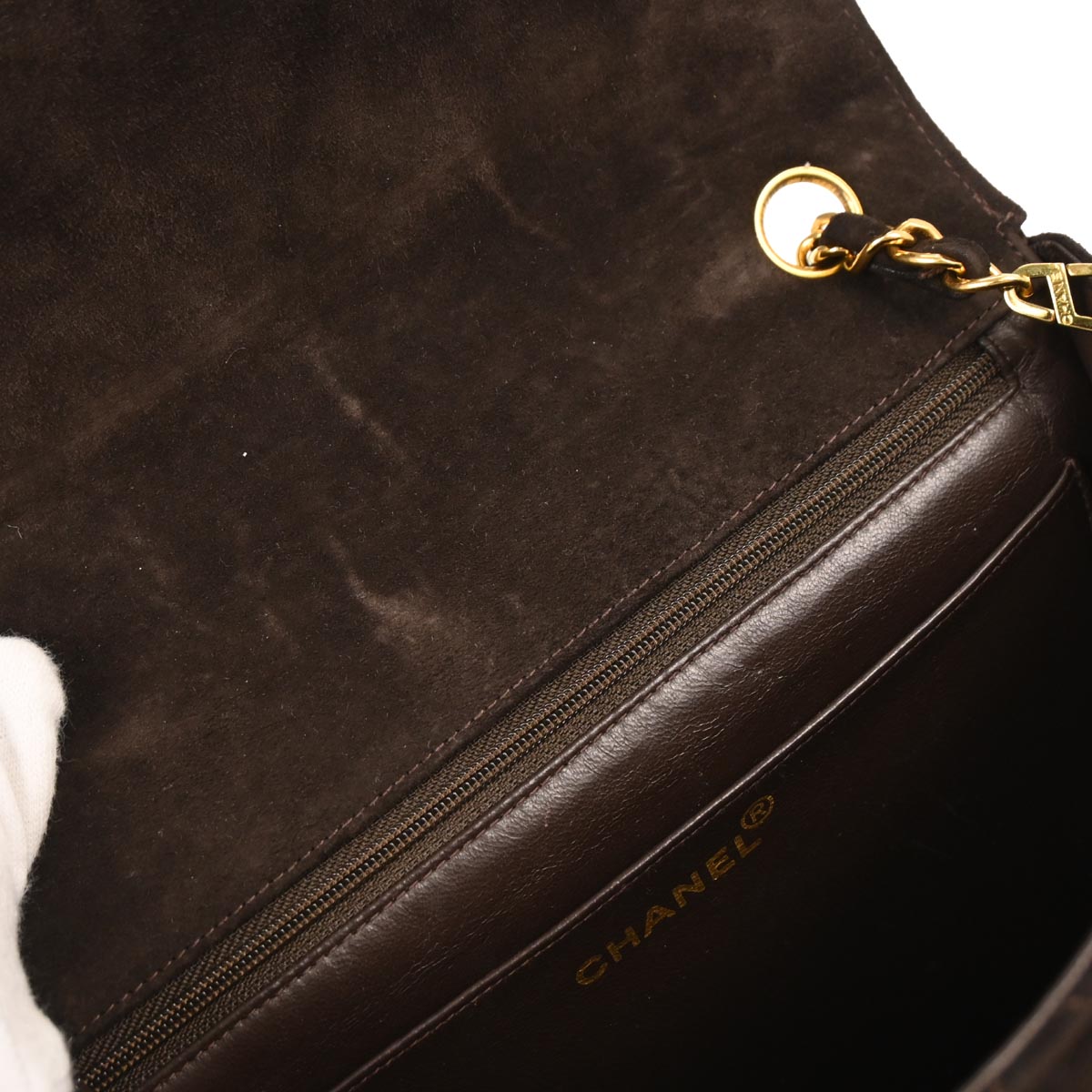 Chanel Brown Suede Shoulder Bag