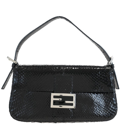 Fendi * Black Python Baguette Handbag